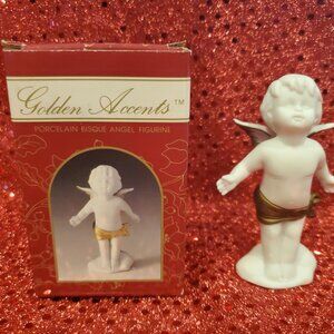 New RUSS Bisque Angel Figurine Kissing Angel ~ 3 7/8 Inch High